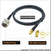 N erkek - RP SMA dişi  Koaksiyel Kablo LMR240/RWC240