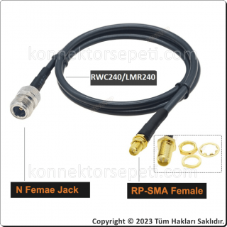N dişi- RP SMA dişi Koaksiyel Kablo LMR240/RWC240