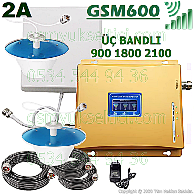 Gsm Sinyal Güçlendirici Üç Bandlı Gsm Yükseltici - 2 İç Antenli