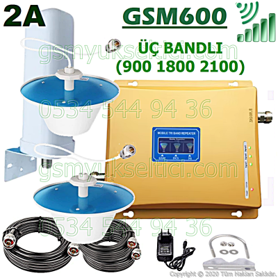 Gsm Sinyal Güçlendirici Üç Bandlı Gsm Yükseltici - 2 İç Antenli