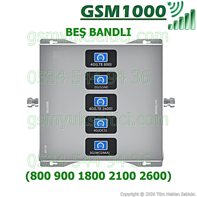Gsm Sinyal Güçlendirici Beş Bandlı Gsm Yükseltici - 2 İç Antenli
